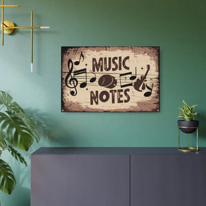 Vintage Metal Art Music Notes Sign White Aluminum - Dipaliz - 30″ x 20″ (horizontal) / 0.12’’ - Novelty Signs