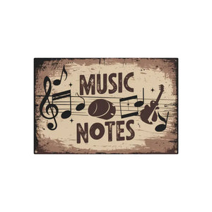 Vintage Metal Art Music Notes Sign White Aluminum - Dipaliz - Novelty Signs
