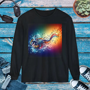 T-shirts - Music Vibes Long Sleeve Tee - Creative Expression Style - Dipaliz Black / s