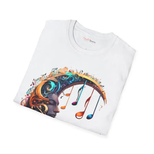 Musical Notes Unisex Softstyle T-shirt Moon Design - Dipaliz - T-shirts