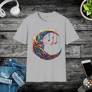 Musical Notes Unisex Softstyle T-shirt Moon Design - Dipaliz - Sport Grey / s - T-shirts