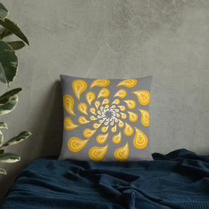 Grey Mustard Pillow – Concealed Zipper - Dipaliz - Throw Pillows