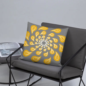 Grey Mustard Pillow – Concealed Zipper - Dipaliz - Throw Pillows