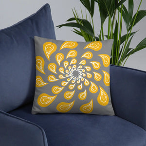 Grey Mustard Pillow – Concealed Zipper - Dipaliz - Throw Pillows