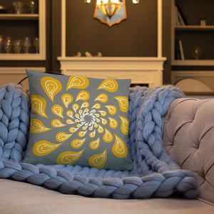 Grey Mustard Pillow – Concealed Zipper - Dipaliz - Throw Pillows