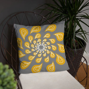 Grey Mustard Pillow – Concealed Zipper - Dipaliz - Throw Pillows