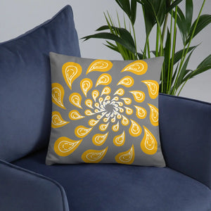 Grey Mustard Pillow – Concealed Zipper - Dipaliz - Throw Pillows