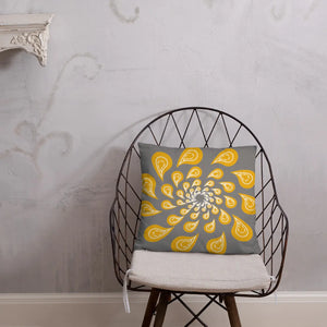 Grey Mustard Pillow – Concealed Zipper - Dipaliz - Throw Pillows