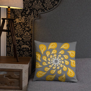 Grey Mustard Pillow – Concealed Zipper - Dipaliz - Throw Pillows