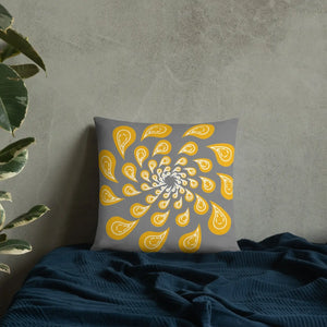 Grey Mustard Pillow – Concealed Zipper - Dipaliz - Throw Pillows