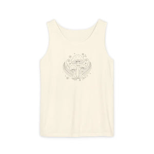 Mystic Mushroom Tank Top - Botanical Psychedelic Graphic - Ivory / s