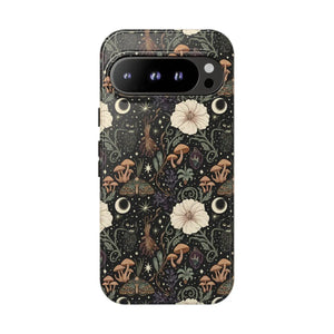 Dark botanical tough phone case by DipaliZ, artwork wrapping the back and sides
