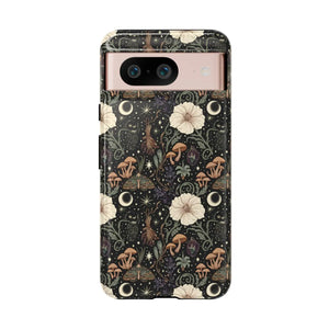 Mushroom cluster motif on the DipaliZ Mystic Night Floral phone case