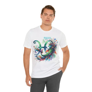 Unisex Jersey Short Sleeve Pisces Zodiac Tee - Dipaliz - White / s - T-shirts