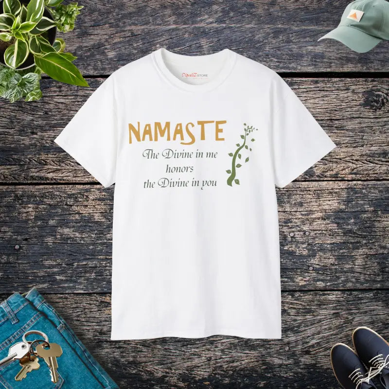 Feel the Divine Connection with Unisex Ultra Cotton Namaste Tee - White / s T-shirt