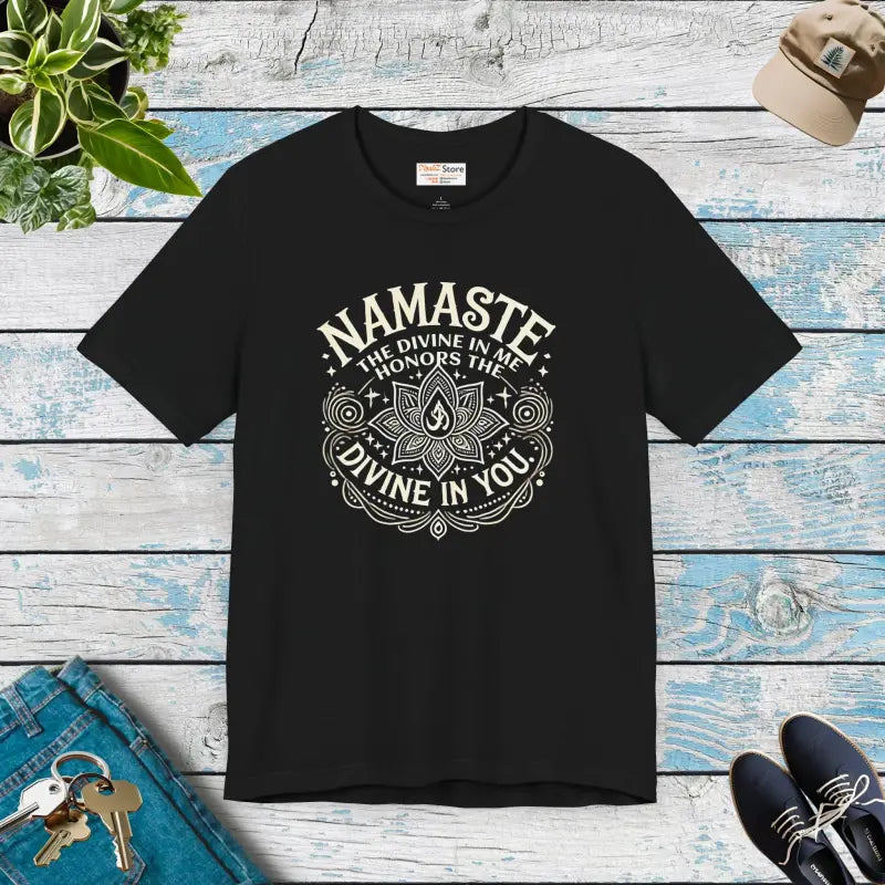 Namaste Unisex Jersey Short Sleeve Tee - Embrace the Divine - Black / s T-shirt