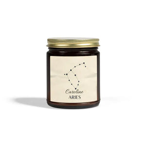 Aries Zodiac Candle - Coconut Apricot Fire Sign Energy - Dipaliz - 9oz / Amber / Fraser Fir - Home Decor
