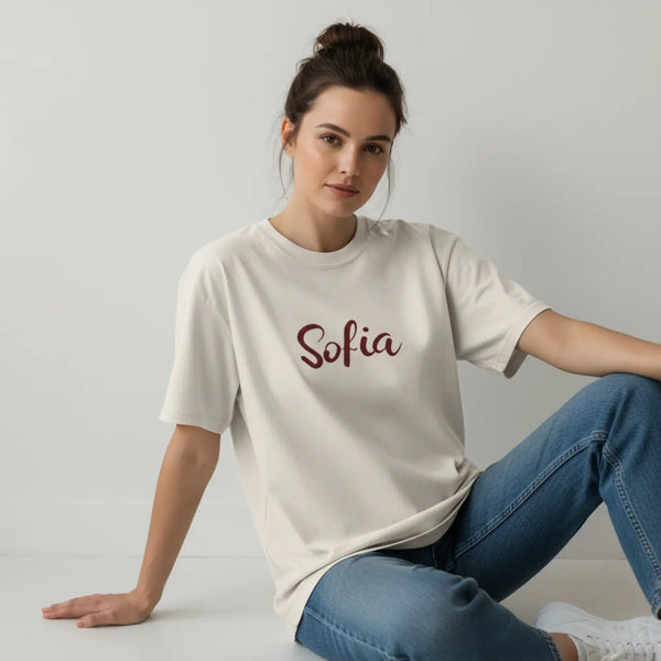 Boxy Sofia Script Personalized Cotton Tee - Dipaliz - T-shirt