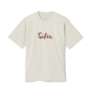 Boxy Sofia Script Personalized Cotton Tee - Dipaliz - Faded Bone / s - T-shirt