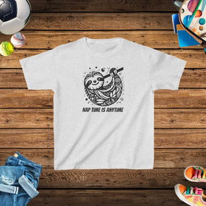 Nap Time Sloth Kids Heavy Cotton Tee - Adventure Ready - Dipaliz - Ash / Xs - T-shirts