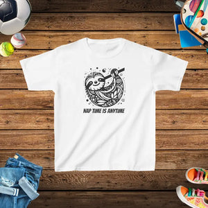 Nap Time Sloth Kids Heavy Cotton Tee - Adventure Ready - Dipaliz - White / Xs - T-shirts