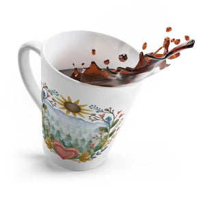 Heart 12oz Latte Mug - Floral Serenity Design - Dipaliz - Mugs