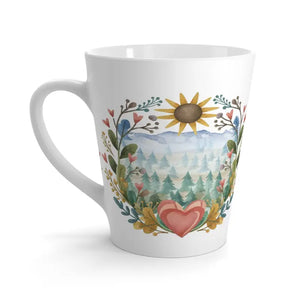 Heart 12oz Latte Mug - Floral Serenity Design - Dipaliz - Mugs