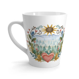 Floral Heart 12oz Latte Mug - Ceramic Nature Design - Dipaliz - Mugs