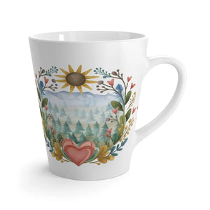 Floral Heart 12oz Latte Mug - Ceramic Nature Design - Dipaliz - Mugs