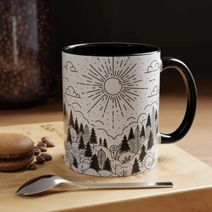 Nature-inspired Accent Coffee Mug for Bright Cozy Mornings - Dipaliz - 11oz / Black - Mugs
