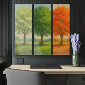 Triptych Wall Art - Seasonal Tree Acrylic Prints - Dipaliz - 12’’ x 36’’ (vertical) / 0.25’’