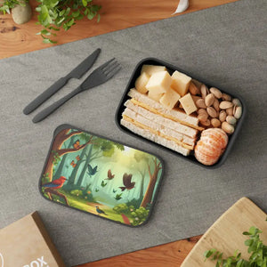 Nature Inspired Lunch Bag Vibrant Colors Birds Forest - Dipaliz - Black / 7.4’’ x 5.1’’ 2.3’’ - Bags