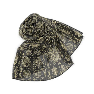 Nature Line Art Scarf - Stylish Companion Bold Statement - Dipaliz - Scarves & Shawls