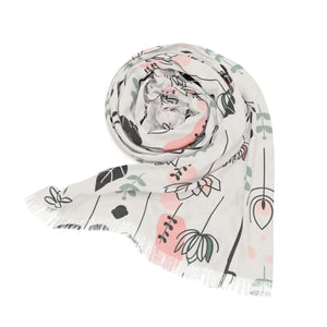 Leafy Floral Light Scarf - Elegant Polyester - Dipaliz - Scarves & Shawls