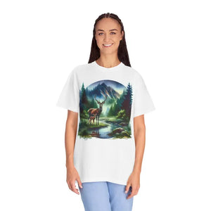 Outdoor Enthusiast Tee - Nature Scene Print Deer Graphic - Dipaliz - T-shirts