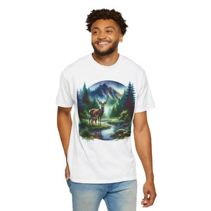 Outdoor Enthusiast Tee - Nature Scene Print Deer Graphic - Dipaliz - T-shirts