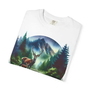 Outdoor Enthusiast Tee - Nature Scene Print Deer Graphic - Dipaliz - T-shirts