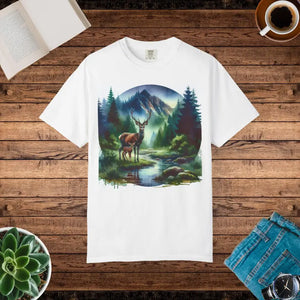 Outdoor Enthusiast Tee - Nature Scene Print Deer Graphic - Dipaliz - White / s - T-shirts