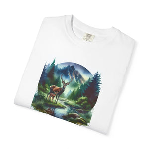 Vintage Nature Scene Print Tee - Deer Graphic Shirt - Dipaliz - T-shirts