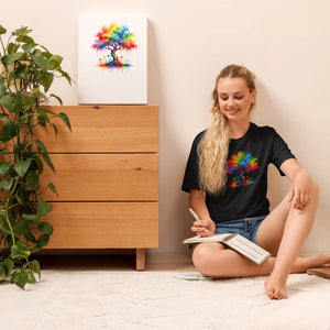 Soft Cotton Rainbow Tree Tee Palette Art Comfort Dipaliz - T-shirts - m