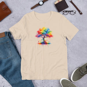 DipaliZ rainbow tree palette art unisex cotton t-shirt