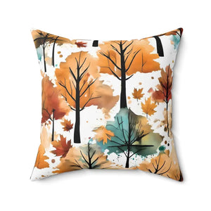Watercolor Trees Polyester Square Pillow Cozy Comfort by Dipaliz - Throw Pillows