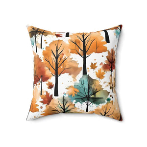 Watercolor Trees Polyester Square Pillow Cozy Comfort by Dipaliz - Throw Pillows