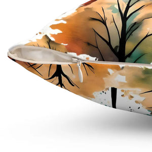 Watercolor Trees Polyester Square Pillow Cozy Comfort by Dipaliz - Throw Pillows