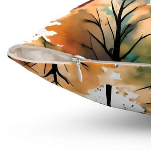 Watercolor Trees Polyester Square Pillow Cozy Comfort by Dipaliz - Throw Pillows