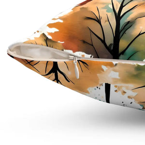 Watercolor Trees Polyester Square Pillow Cozy Comfort by Dipaliz - Throw Pillows