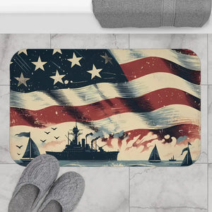 Americana Bath Mat - Nautical Flag Memory Foam Design - Dipaliz - 34’’ × 21’’ - Mats & Rugs