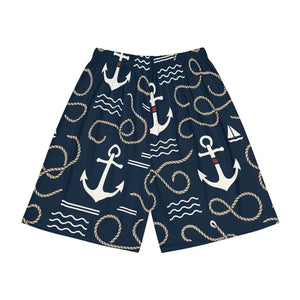 Premium Nautical Anchor Print Men’s Sports Shorts - Dipaliz