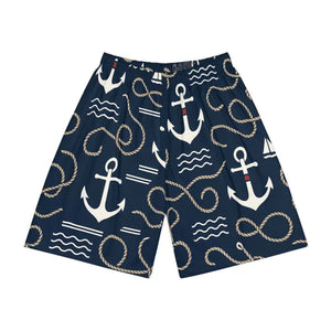 Premium Nautical Anchor Print Men’s Sports Shorts - Dipaliz