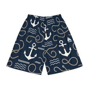 Premium Men’s Sports Shorts - Nautical Anchor Print - Dipaliz